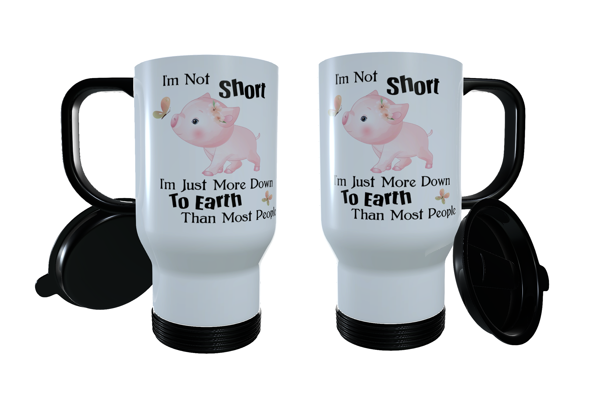 Pig - I Am Not Short I Am ... Travel Mug, Personalised Pig Mug